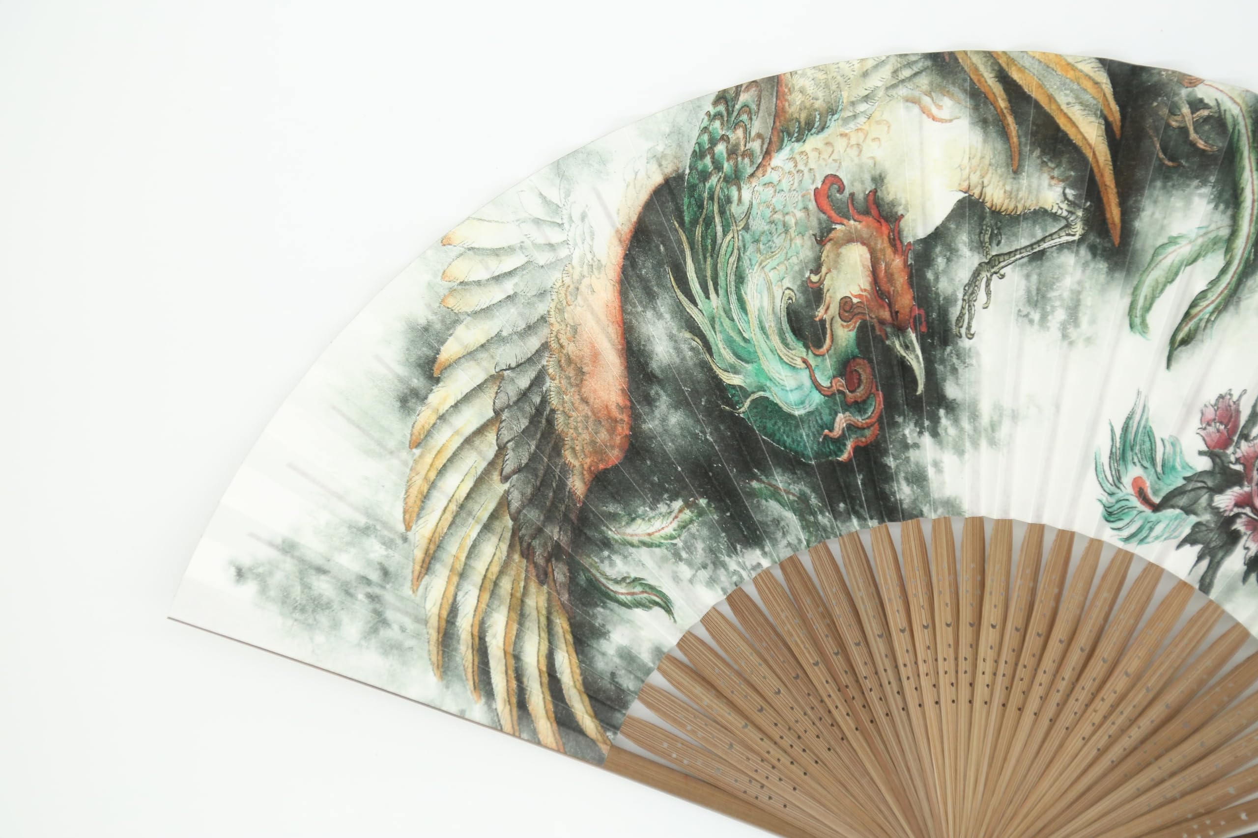 Amazon.co.jp: 扇子 木彫刻師仏画師菊池侊藍 鳳凰画「花霞